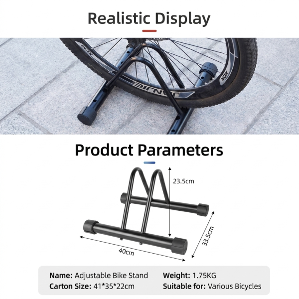 Adjustable Portable Bicycle Floor Stand – Stable Parking Rack for All Bike Types