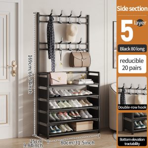 SH02-M5-BK 5T Coat&Shoe Rack-BK