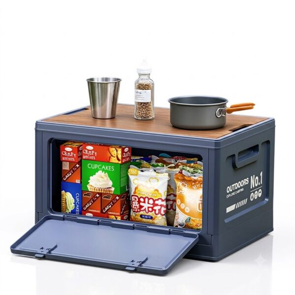 Unknown Outdoor Storage Box 50L Collapsible Wooden Lid