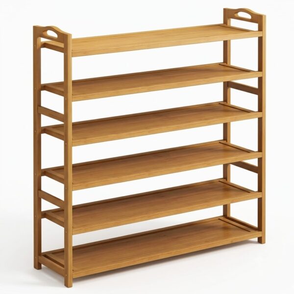 Solid Bamboo 6-Tier Shoe Rack & Multi-Purpose Organizer
