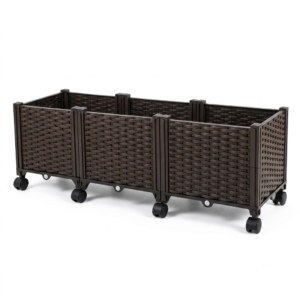 GG-GT-05 Raised Garden Bed 3-Cell Mobile Planter with Wheels