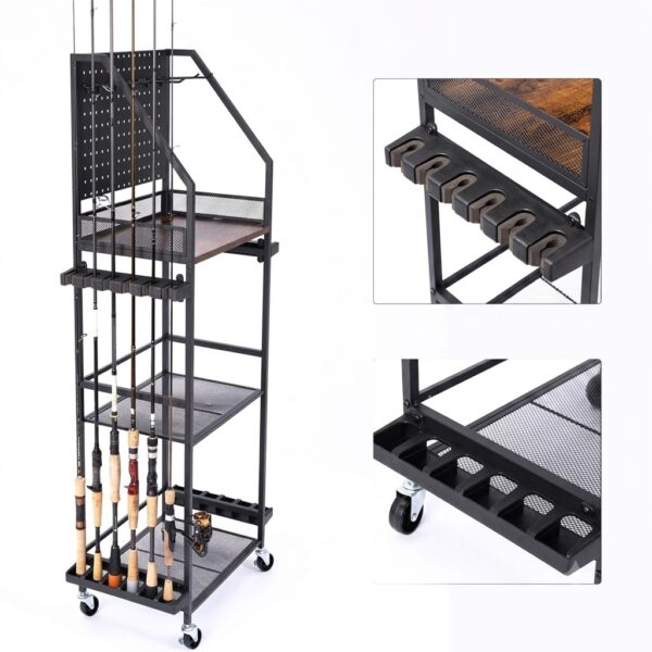 Unknown Fishing Tackle Storage Rack Multi-Tier Rod Holder